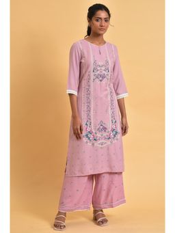W - Purple Floral Kurta