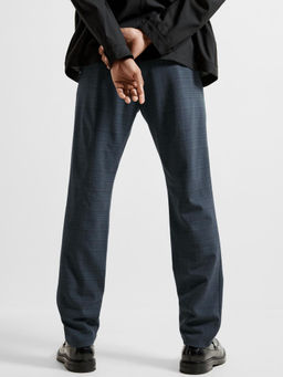 Selected - Blue Mid Rise Check Slim Pants