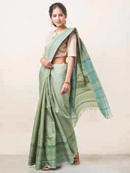 Fabindia - Silk Tussar Hand Block Print Sari