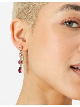 Accessorize London - Women's pink Willow Eclectic Stones Long Earring