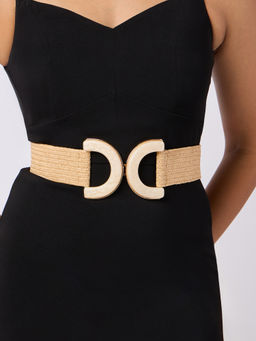Twenty Dresses by Nykaa Fashion - Beige Textured Jute Elastic Waist Belt