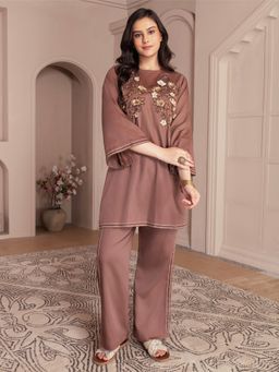 House of Tushaom - Chocolate Brown Oversized Antique Co-Ord Set