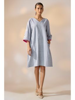 Ewoke - Blue Embroidered Shift Dress