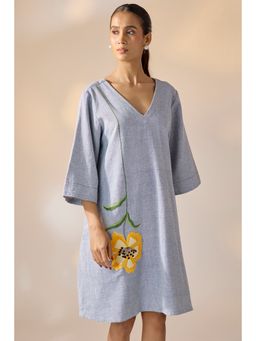Ewoke - Blue Shift Embroidered Dress