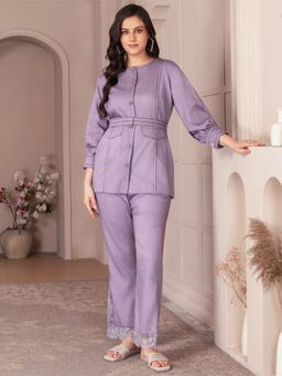 House of Tushaom - Elegant Lavender Embroidery Of Sequin Co-Ord Set