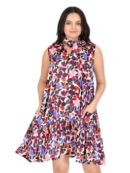 NIKATT - Women'S Multicolor Floral Print Tiered Mini Dress