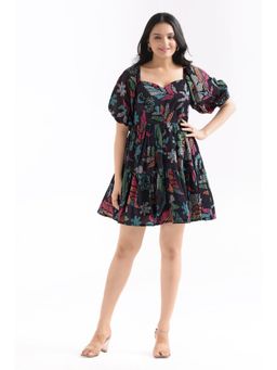 NIKATT - Women'S Black Printed Tiered Mini Dress