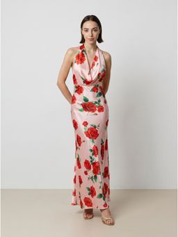 NIYARA INDIA - Valentina Blush Pink Rose Satin Halter Dress