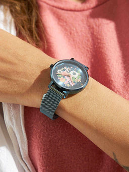 Teal by CHUMBAK - Wildflower Medium Watch Metal Mesh Strap - Blue