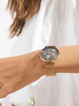 Teal by CHUMBAK - Jungle Jumble Medium Watch Metal Mesh Strap - Black