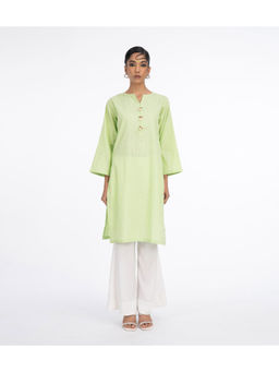 House of Surkh - Parrot Green Lawn Stripes Kurta
