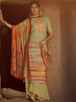 Stylee LIFESTYLE - Multi-Color Pure Pashmina Printed Unstitched Dress Material (Set of 3)