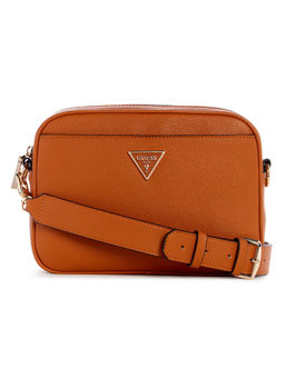 Guess - Women Brown Solid Sling Bag With Zip Closure