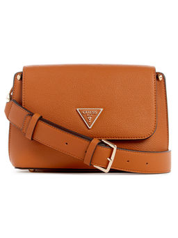 Guess - Women Brown Solid Shoulder Bag With Magnetic Button Closure