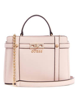 Guess - Women Pink Solid Satchel Bag With Magnetic Button Closure With Detachable Strap