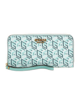 Guess - Women Turquoise Printed Zip Around Wallet With Zip Closure