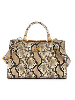 Guess - Women Beige Printed Handheld Bag With Zip Closure With Detachable Strap