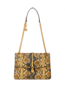 Guess - Women Brown Animal Print Convertible Crossbody With Twist Lock Closure