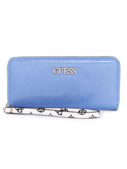 Guess - Women Blue Solid Zip Around Wallet With Zip Closure