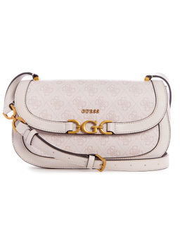 Guess - Women Peach Printed Crossbody Bag With Magnetic Button Closure