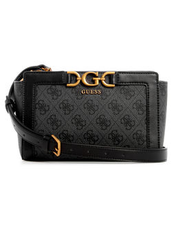 Guess - Women Grey Printed Crossbody Bag With Zip Closure