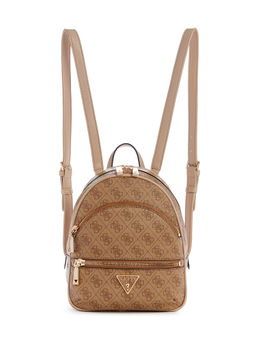 Guess - Women Brown Printed Backpack With Zip Closure
