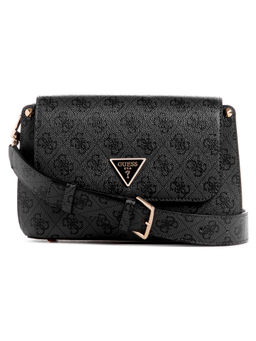 Guess - Women Grey Printed Shoulder Bag With Magnetic Button Closure