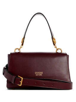 Guess - Women Burgundy Solid Handheld Bag With Magnetic Button Closure With Detachable Strap