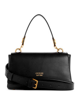 Guess - Women Black Solid Handheld Bag With Magnetic Button Closure With Detachable Strap