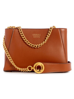 Guess - Women Tan Solid Crossbody Bag With Magnetic Button Closure
