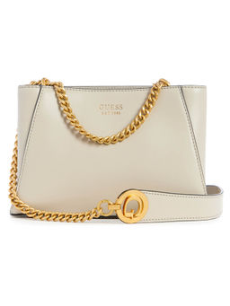 Guess - Women Off White Solid Crossbody Bag With Magnetic Button Closure