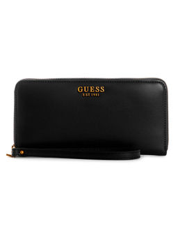 Guess - Women Black Solid Zip Around Wallet With Zip Closure