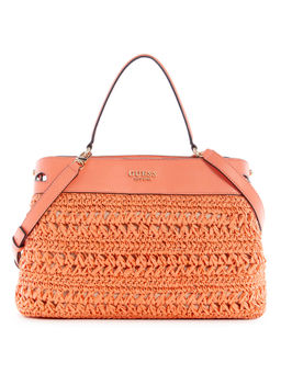 Guess - Women Coral Self-Design Satchel Bag With Magnetic Button Closure With Detachable Strap
