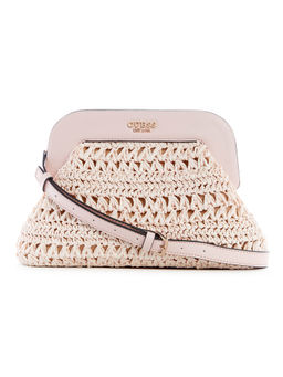 Guess - Women Pink Self-Design Purse With Magnetic Button Closure With Detachable Strap