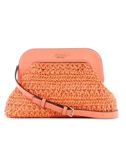 Guess - Women Coral Self-Design Clutch With Magnetic Button Closure With Detachable Strap