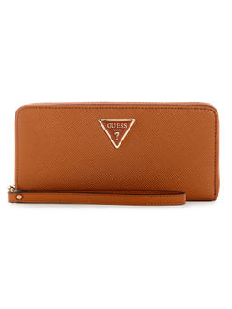 Guess - Women Brown Solid Zip Around Wallet With Zip Closure