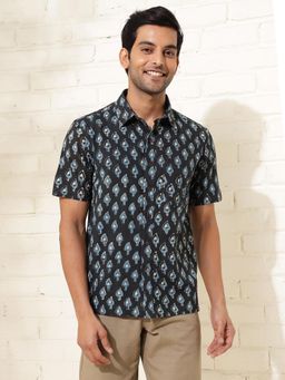 Fabindia - Indigo Cotton Dabu Printed Casual Shirt