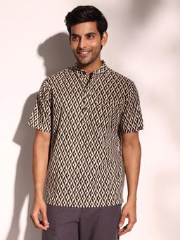 Fabindia - Beige Cotton Comfort Fit Half Sleeves Shirt