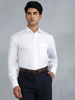 JadeBlue - White 100 Percentage Cotton Solid Formal Shirt