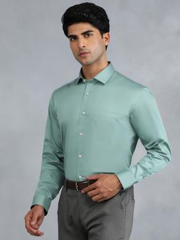 Greenfibre - Pista Green 100 Percentage Cotton Solid Party Wear Shirt