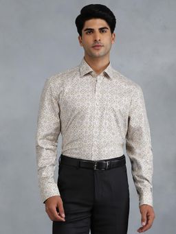 JadeBlue - Cream 100 Percentage Cotton Printed Formal Shirt