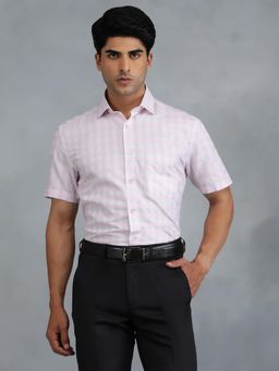 Greenfibre - Pink Cotton Blend Checked Formal Shirt