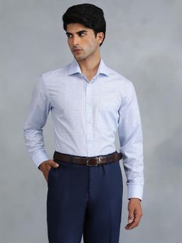 Greenfibre - Light Blue Blended Checked Formal Shirt