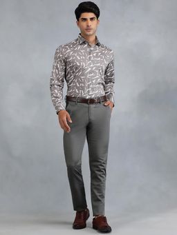 Greenfibre - Dark Grey 100 Percentage Cotton Printed Party Wear Shirt