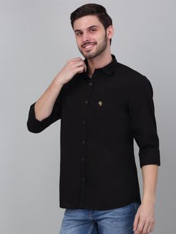 Cantabil - Men Black Solid Full Sleeves Casual Shirt