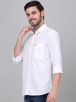 Cantabil - Men White Solid Full Sleeves Casual Shirt