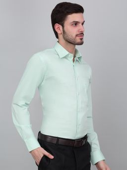 Cantabil - Men Light Green Solid Full Sleeves Formal Shirt