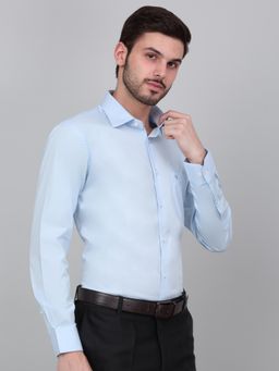 Cantabil - Men Sky Blue Solid Full Sleeves Formal Shirt