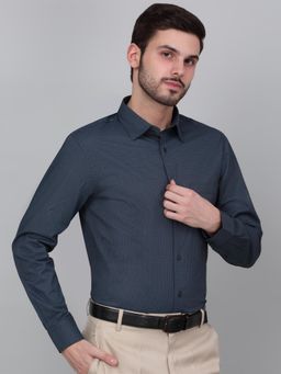 Cantabil - Men Blue Printed Full Sleeves Formal Shirt