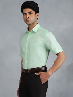 JadeBlue - Light Green 100 Percentage Linen Solid Formal Shirt